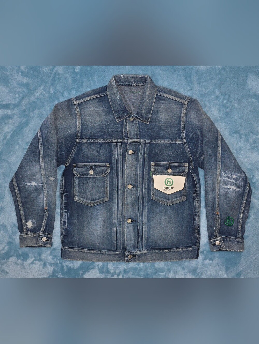 Hidden NY Distressed Denim Jacket L Made in Japan NWT HNYDNMJKT-001 Rare